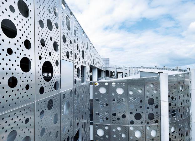 Perforated aluminum veneer application