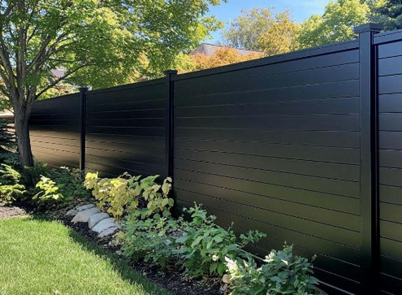 Black Aluminum Fence Panel Setup_2